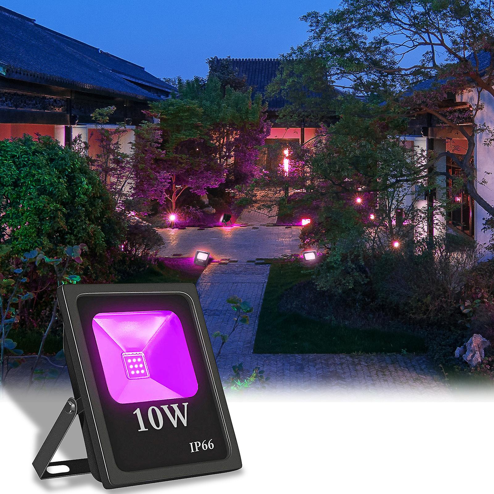 Led Black Light 10w Blacklight Flood Light With Plug Ip66 Waterproof Outdoor Security Lights For Yard Garden Plant Growing Party Glow In The Dark Outd