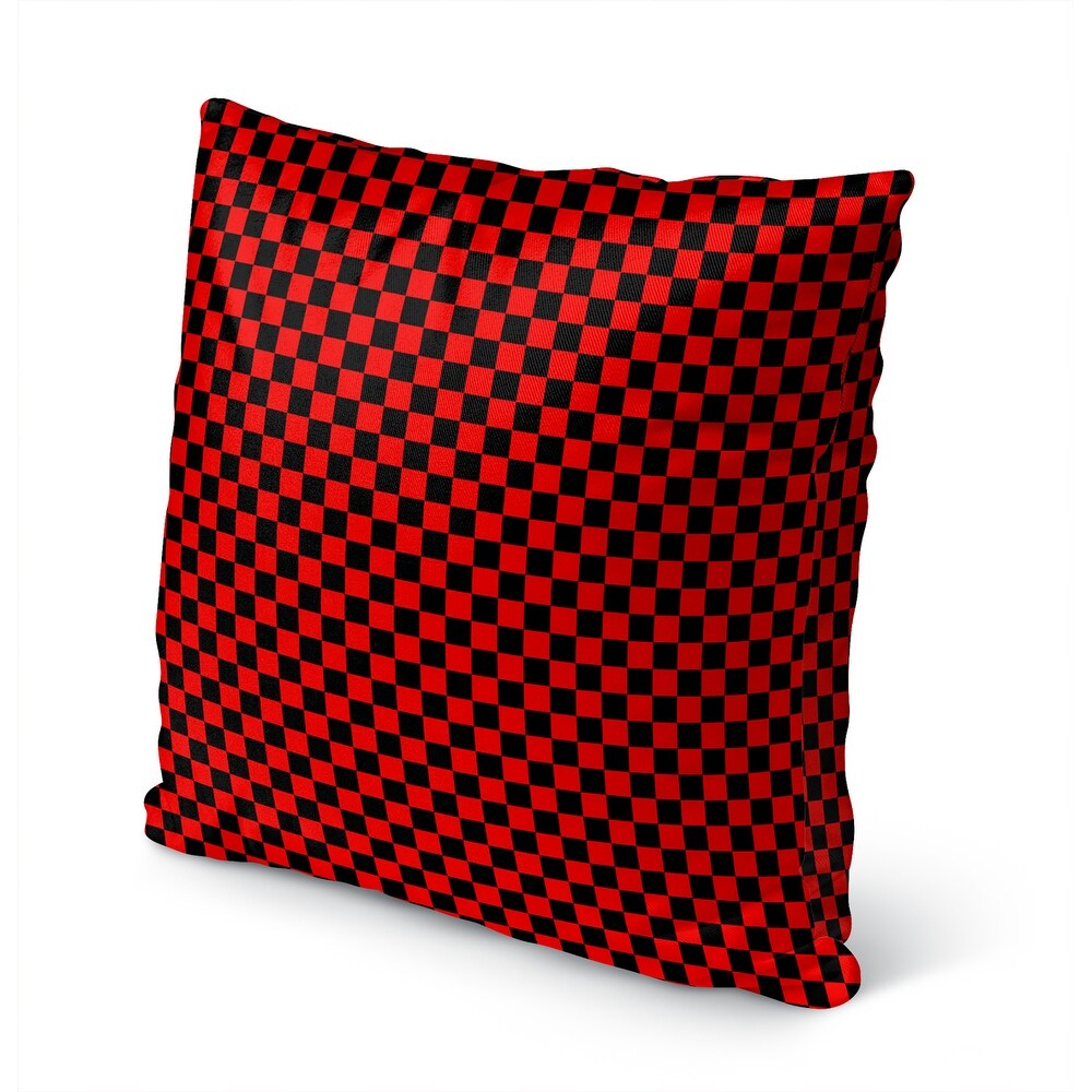 CHECKER BOARD RED   BLACK IndoorOutdoor Pillow By Kavka Designs