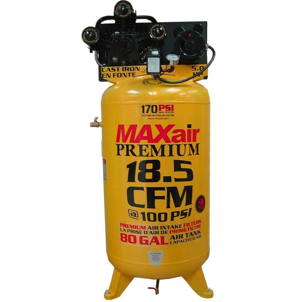 Maxair Premium Industrial 80-Gal. 5 HP Single Stage Vertical Air Compressor C5180V1-MAP