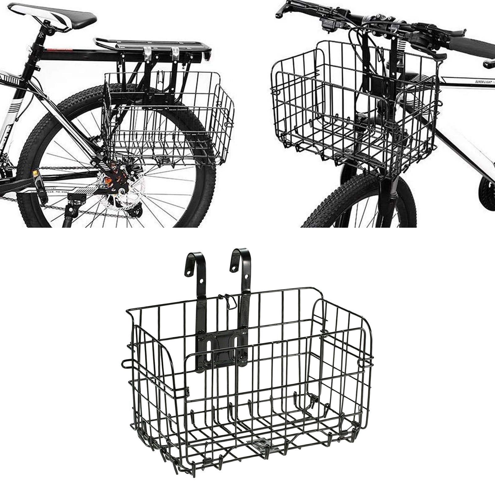 Stable Bike Basket Rust Quick Release Front Handlebar Lift Off Baskets Black