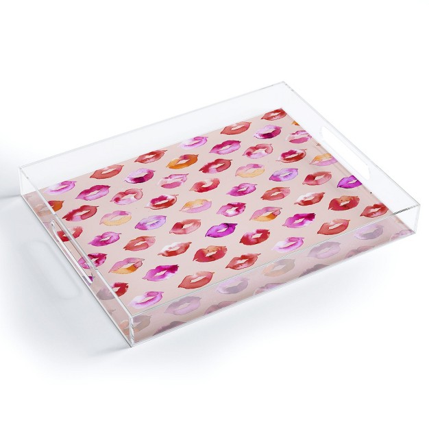 Ninola Design Sweet Pink Lips Acrylic Tray Deny Designs