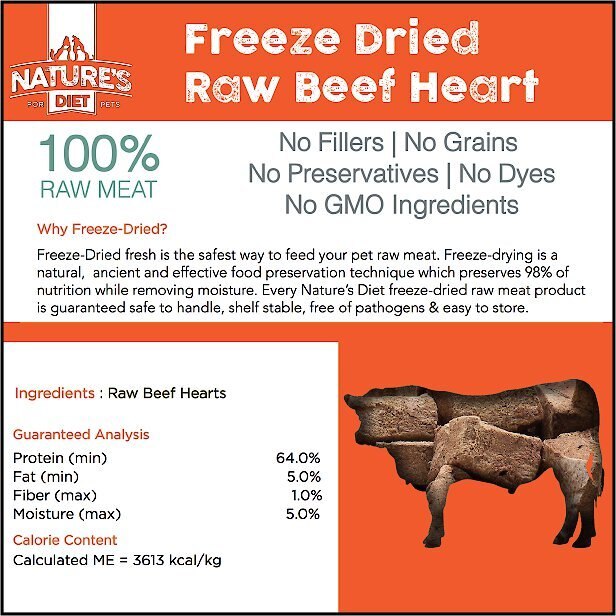 Nature's Diet Beef Heart Raw Freeze-Dried Dog Treats， 4-oz pouch