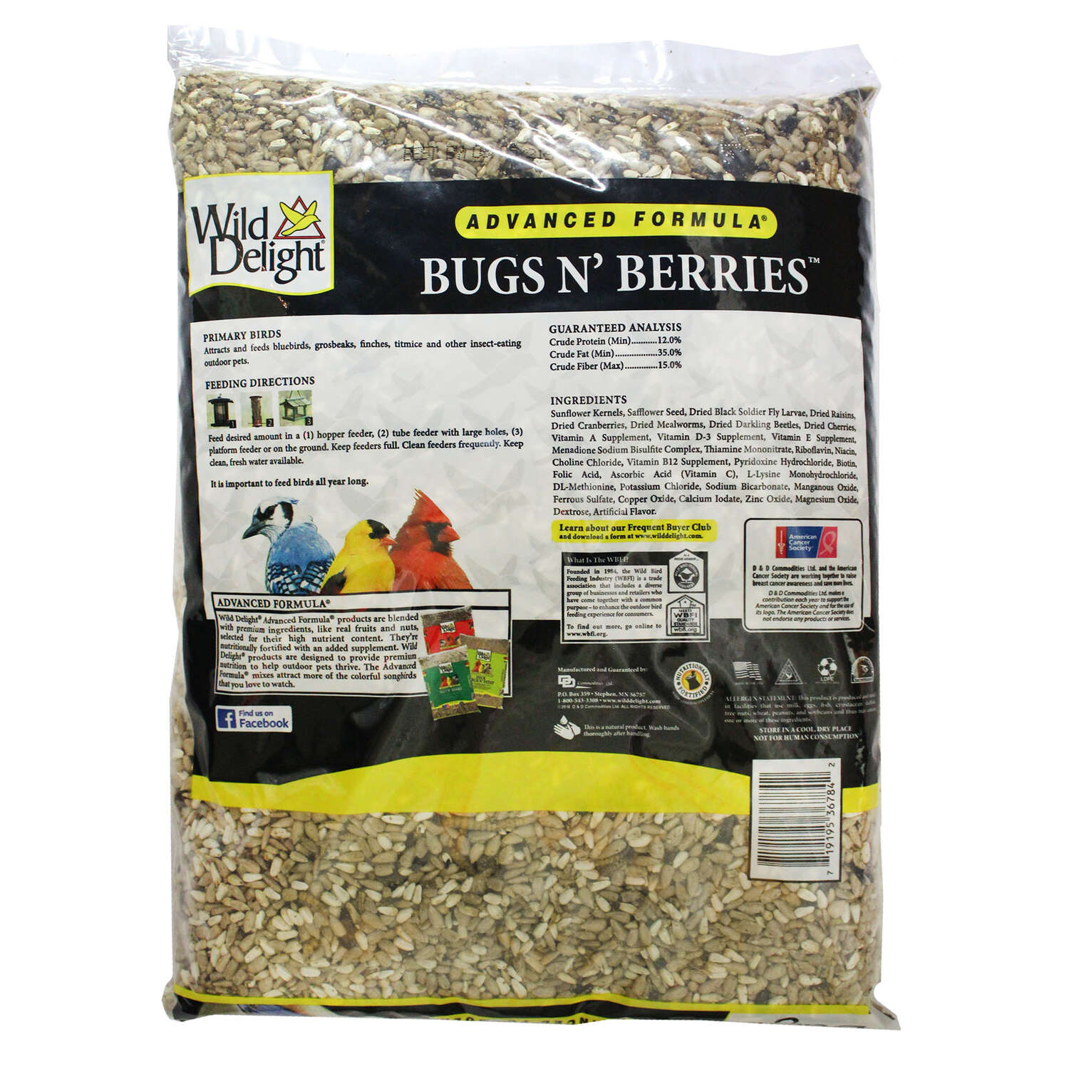 Wild Delight Bugs N Berries Assorted Species Safflower Seeds Wild Bird Food 4.5 lb