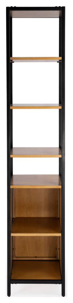 Hans Narrow Wood and Iron Open and Closed 84 quotEtagere Bookcase   Industrial   Bookcases   by HedgeApple  Houzz