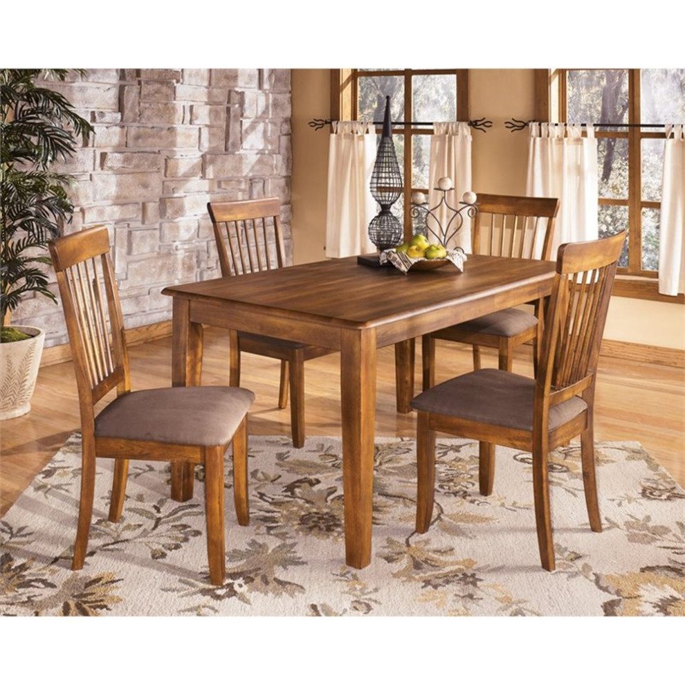 Ashley Berringer Microfiber Upholstered Dining Side Chair in Rustic Brown   Transitional   Dining Chairs   by Homesquare  Houzz