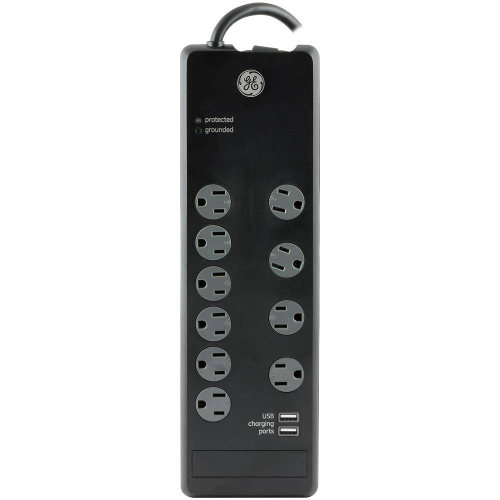 GE 6 ft. 10-Outlet and 2-USB Port 2.1 Amp 3000 Joules Surge Protector 13476