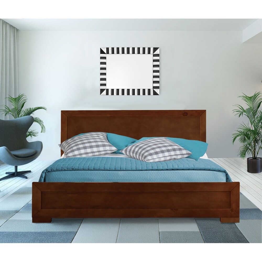 Oxford Wooden Platform Bed in Walnut Finish