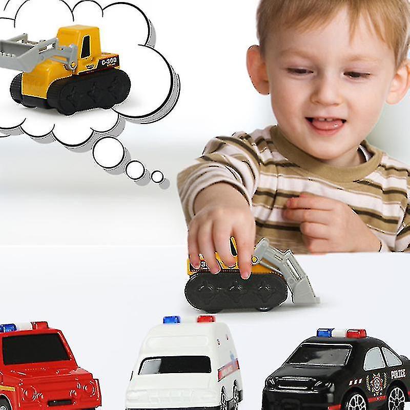 4pcs Pull Back Sliding Alloy Car， Children's Toy Car Model， Fire Truck， Police Car， Ambulance， Engineering Vehicle Set