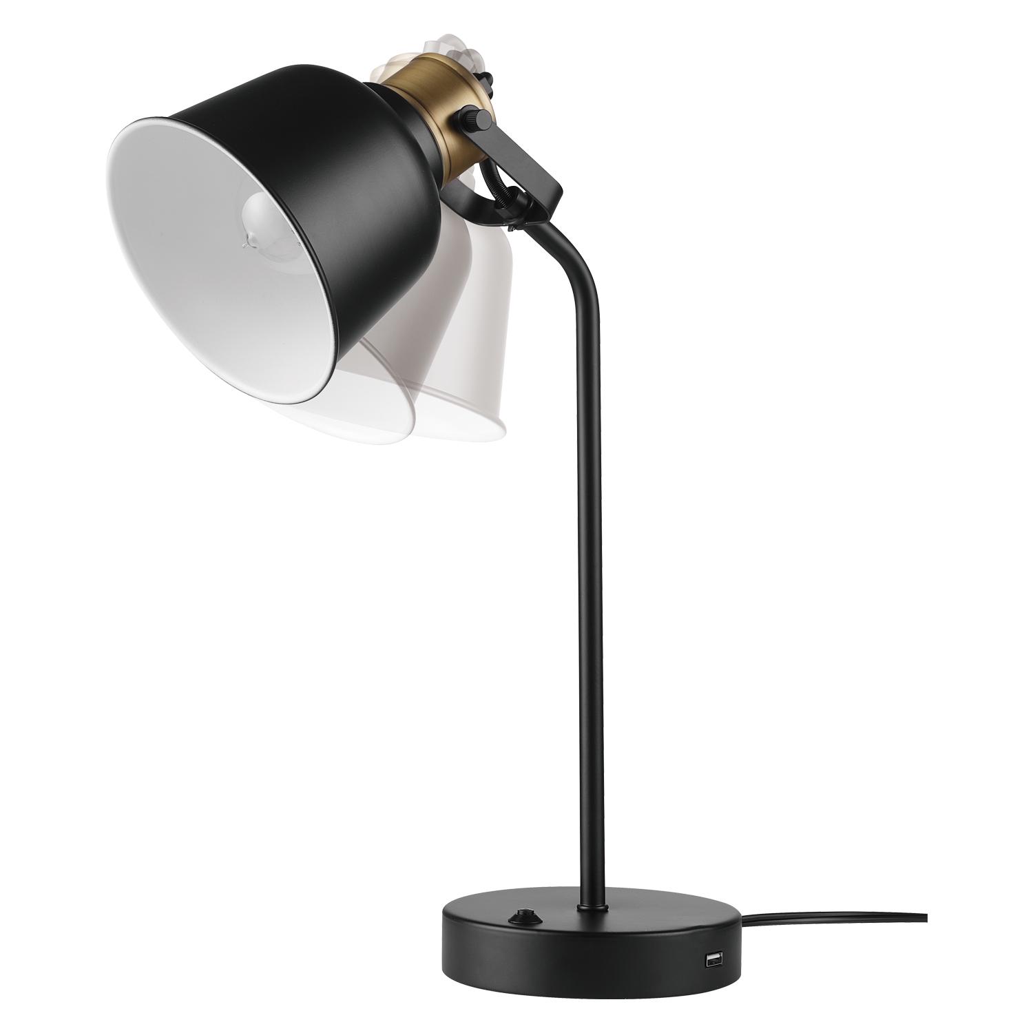 Globe Electric Dakota 18 Matte Black Desk Lamp with USB Port， 91000126