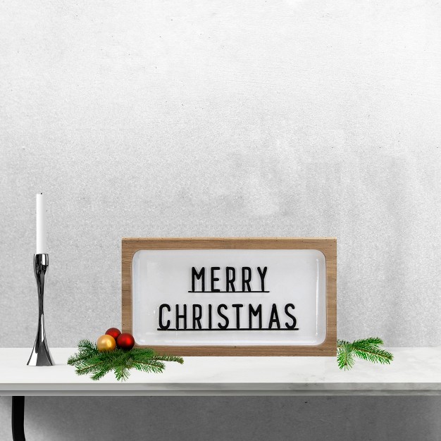 White And Brown quot merry Christmas quot 3d Wooden Christmas Wall Or Tabletop Decor