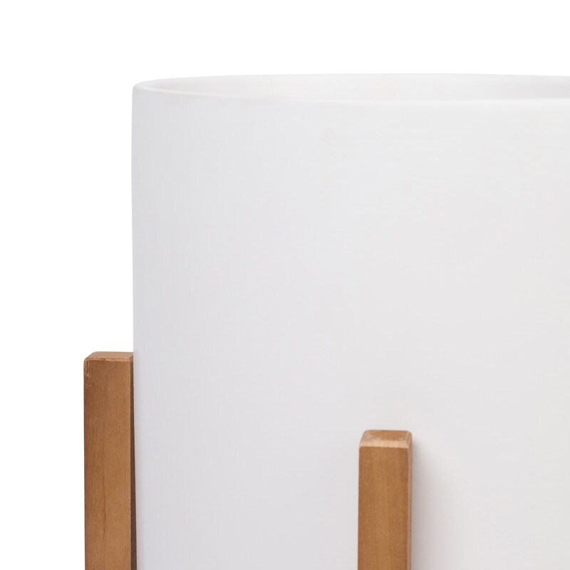 Liam Modern Ceramic Planter with Wood Legs