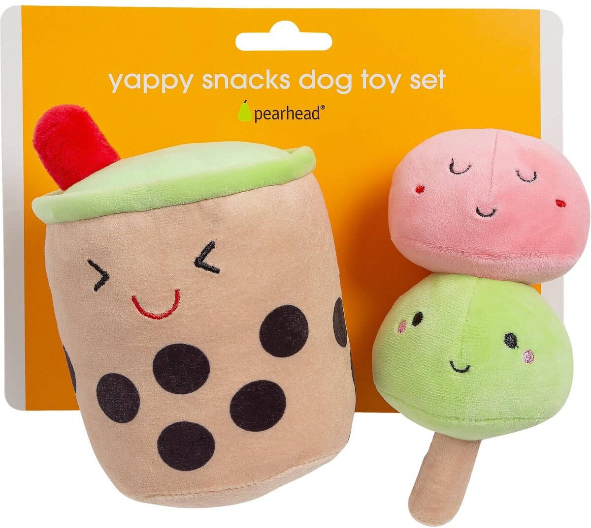 Pearhead Boba Bubble Tea and Mochi Dog Toys， 2 count