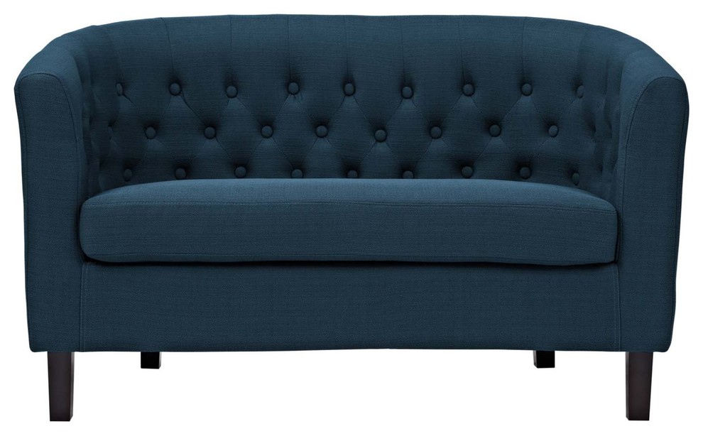 Modern Contemporary Urban Living Lounge Room Loveseat Sofa  Navy Blue  Fabric   Contemporary   Loveseats   by House Bound  Houzz