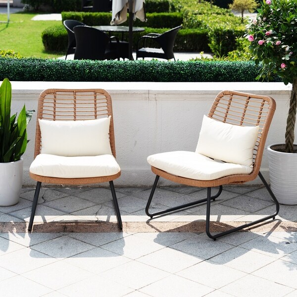 Outdoor Patio Furniture Sets Rattan Wicker Bistro Sets with Cushions (Set of 3)