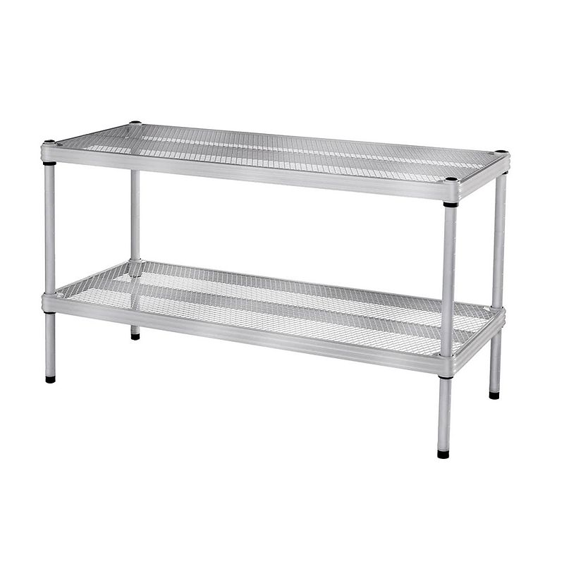 Design Ideas Meshworks 2 Tier Full-size Metal Storage Shelving Unit Rack， Silver