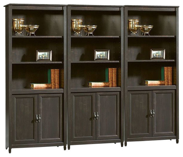 Sauder Edge Water Library Wall Bookcase in Estate Black   Transitional   Bookcases   by Homesquare  Houzz