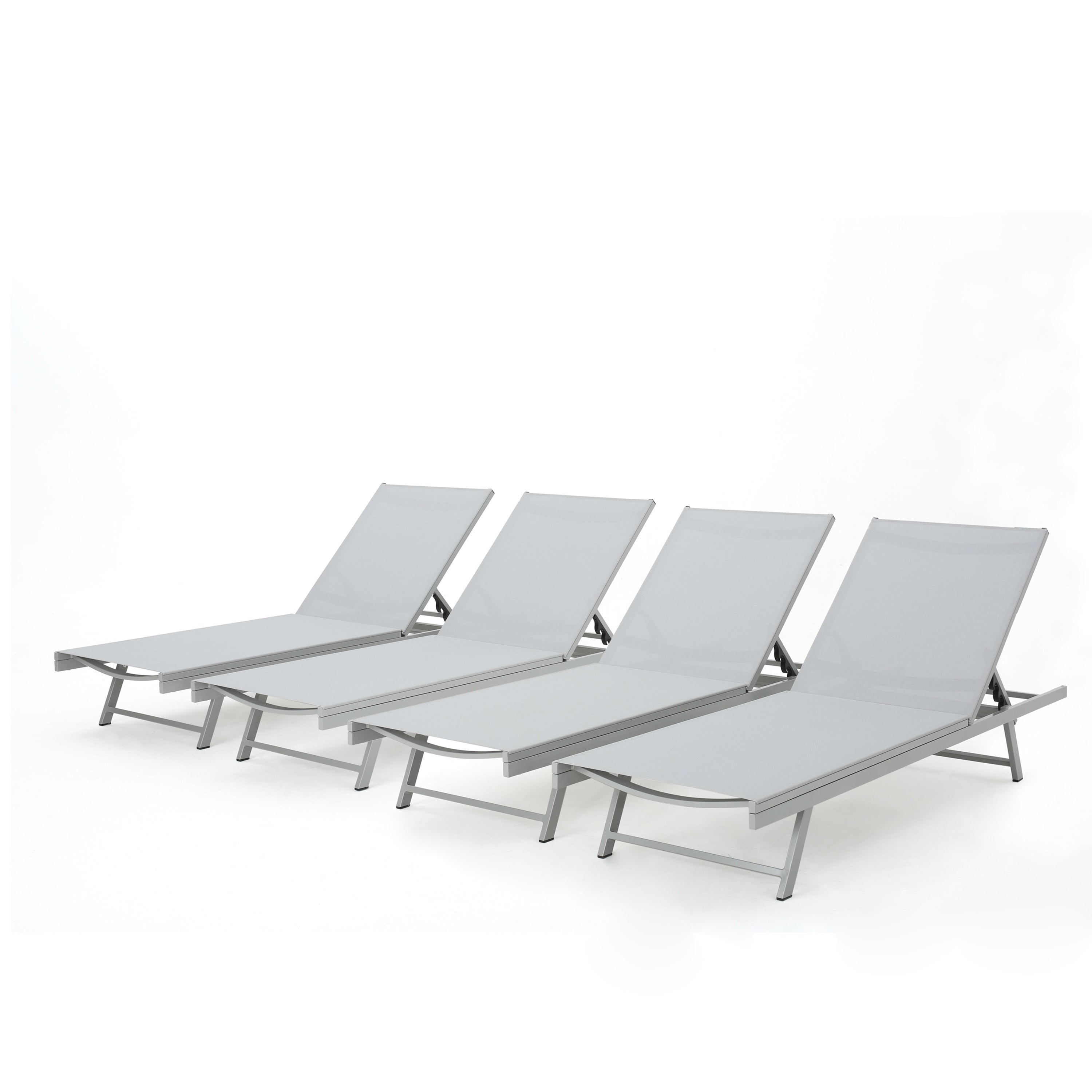 Holm Outdoor Gray Mesh Chaise Lounge with Aluminum Frame