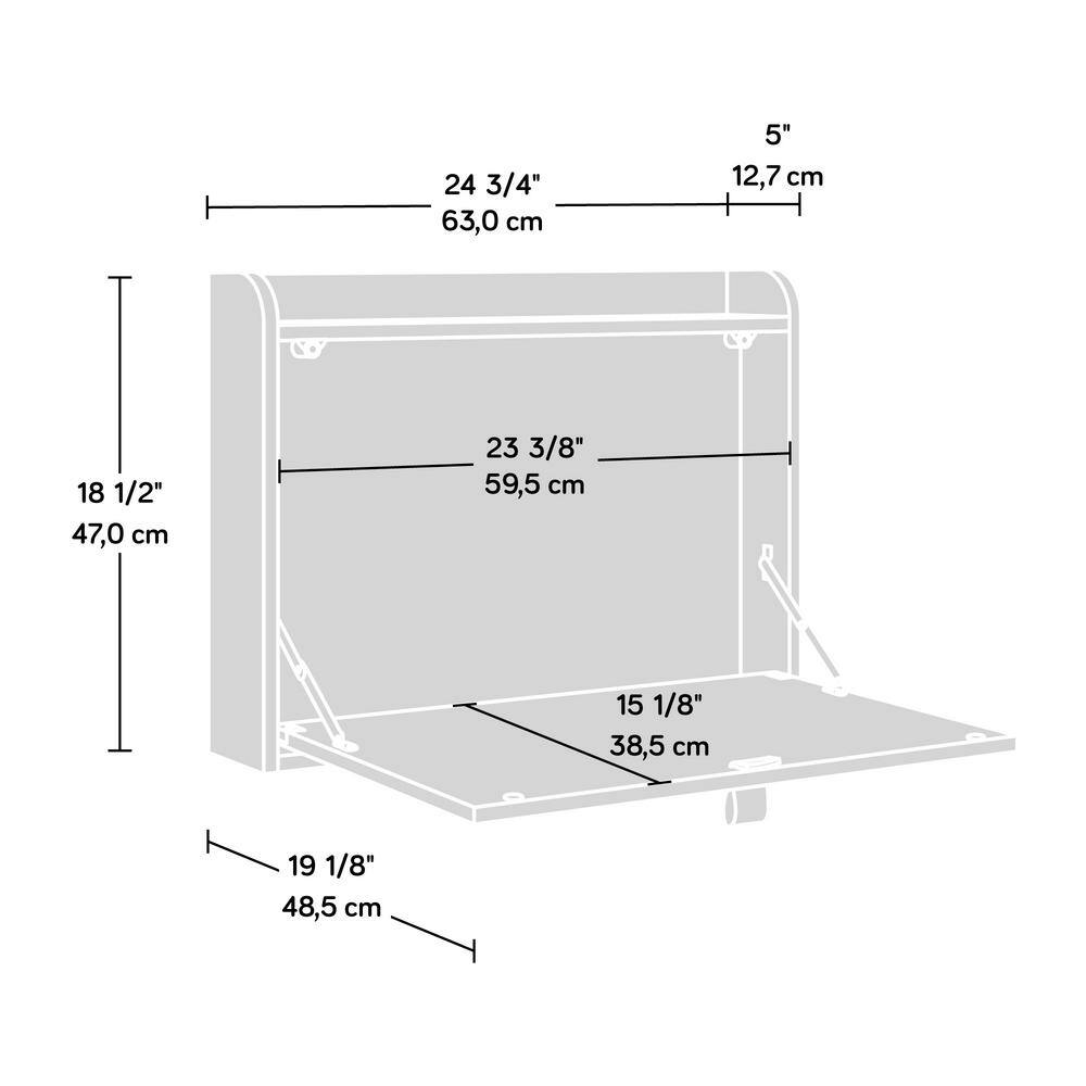 SAUDER 25 in. Rectangular White Floating Desk with Built-In Storage 423547