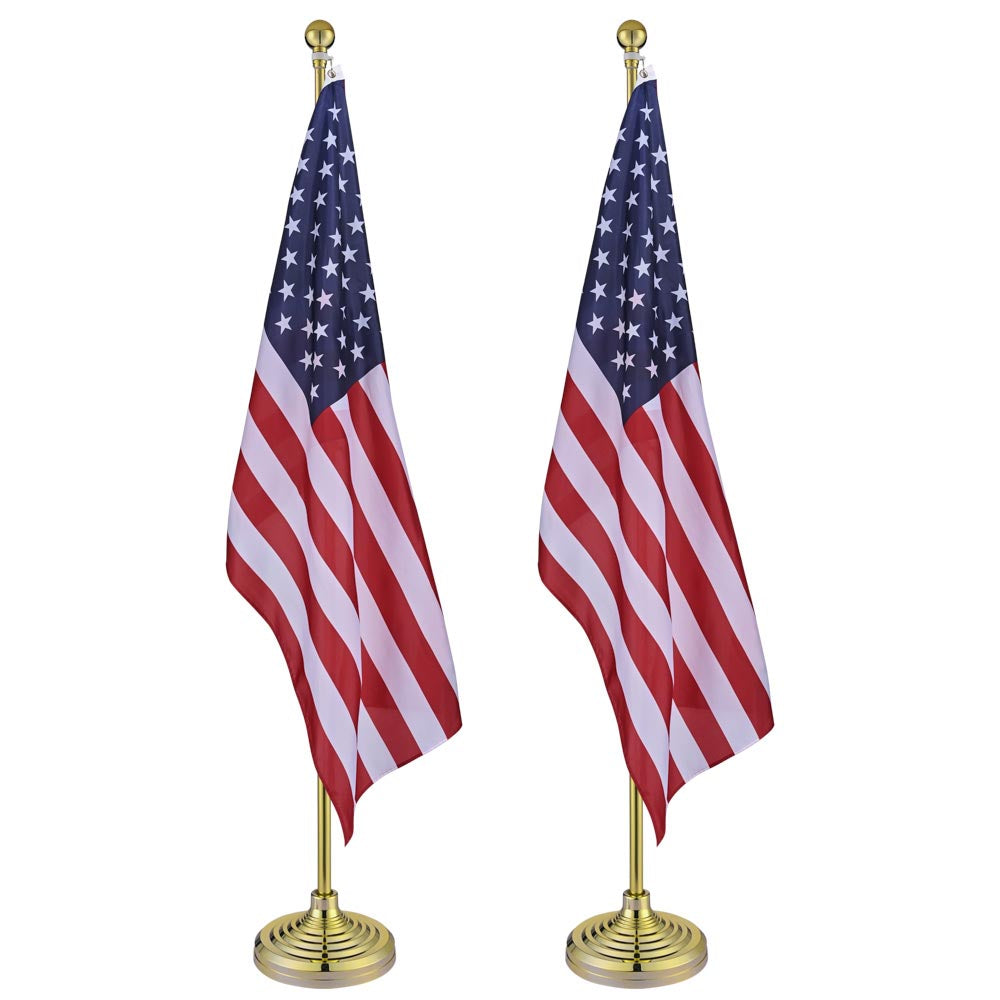 Yescom 6' Indoor Flagpoles with Stand US Flag 2-Pack