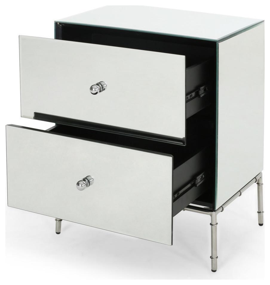 Althea Modern Mirrored 2 Drawer Cabinet   Asian   Accent Chests And Cabinets   by GDFStudio  Houzz