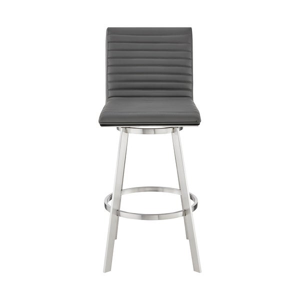 Jermaine Swivel Bar or Counter Stool in Faux Leather with Metal Frame