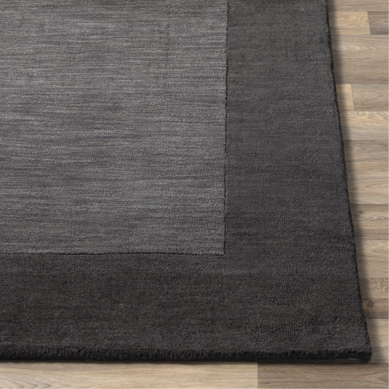 Mystique Collection Wool Area Rug in Jet Black and Charcoal Grey