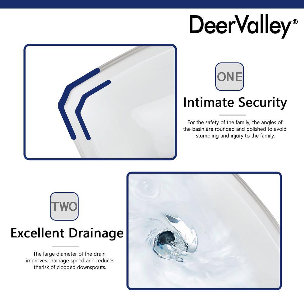 DEERVALLEY DeerValley Dynasty 26 34 in. Tall White Vitreous China Rectangular Pedestal Bathroom Sink With Overflow DV-1P522