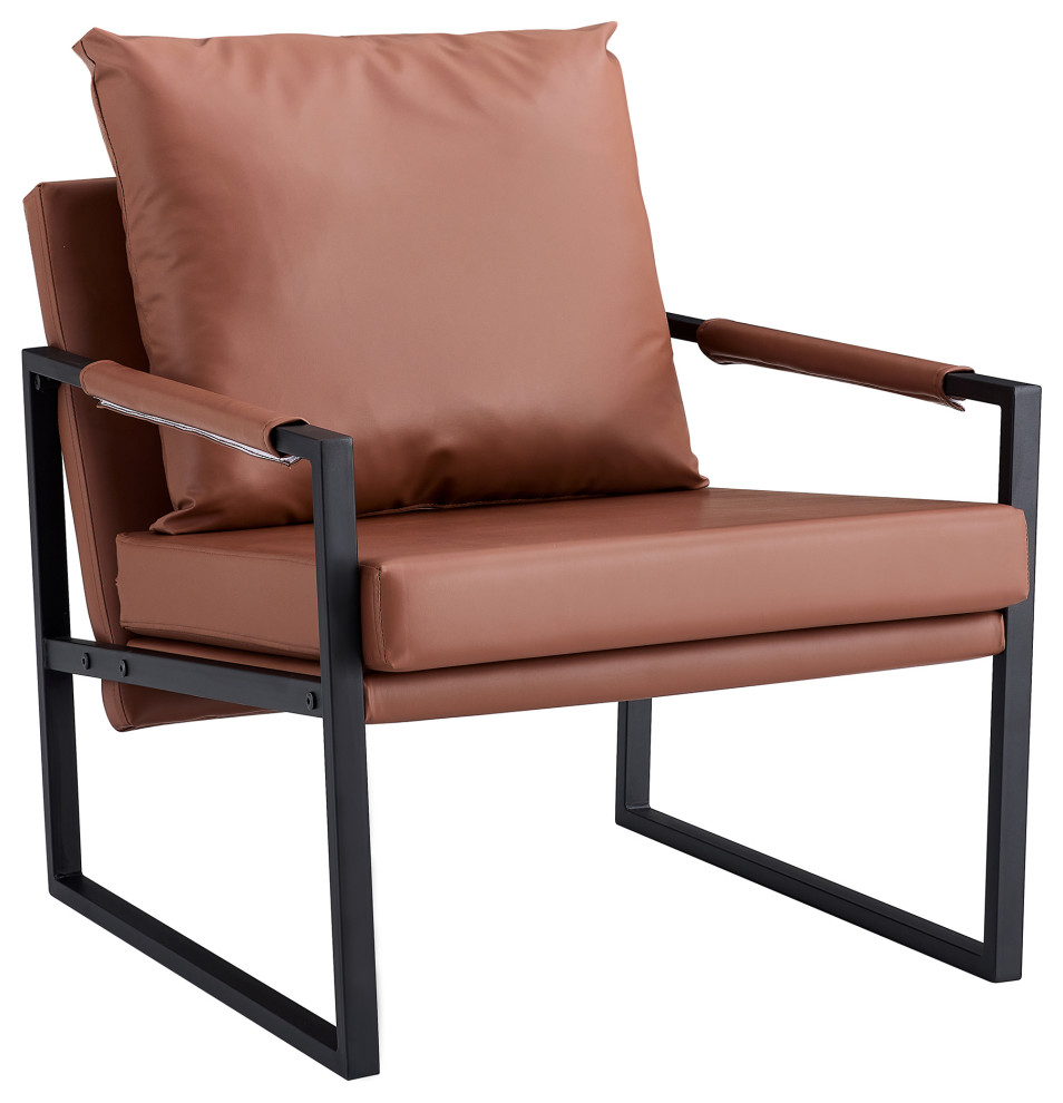 Faux Leather Accent Chair   Midcentury   Armchairs And Accent Chairs   by Casa Link  Houzz