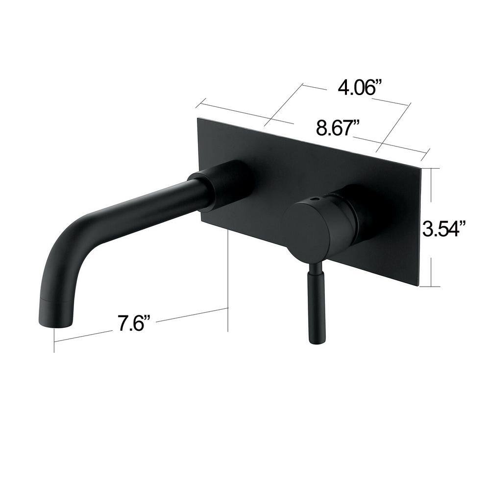 WELLFOR Single-Handle Wall Mounted Faucet with Cover Plate in Matte Black WB-H#RB022YB