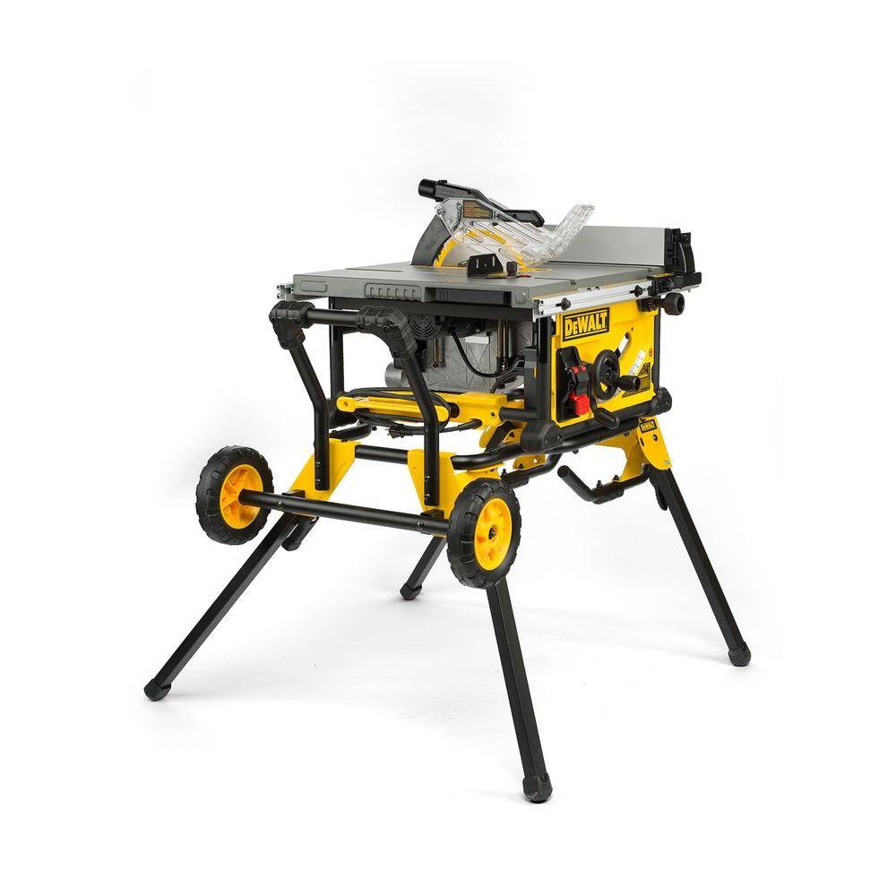 DW 15 Amp Corded 10 in. Job Site Table Saw with Rolling Stand and Construction 10 in. 24-Teeth Thin Kerf Table Saw Blade DWE7491RSW3112