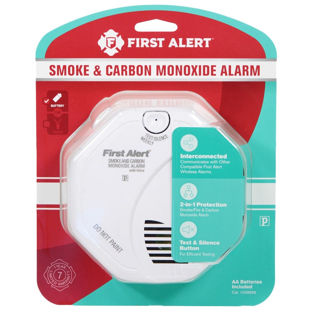 Wireless Interconnect Talking Battery Operated Smoke and Carbon Monoxide Alarm ;