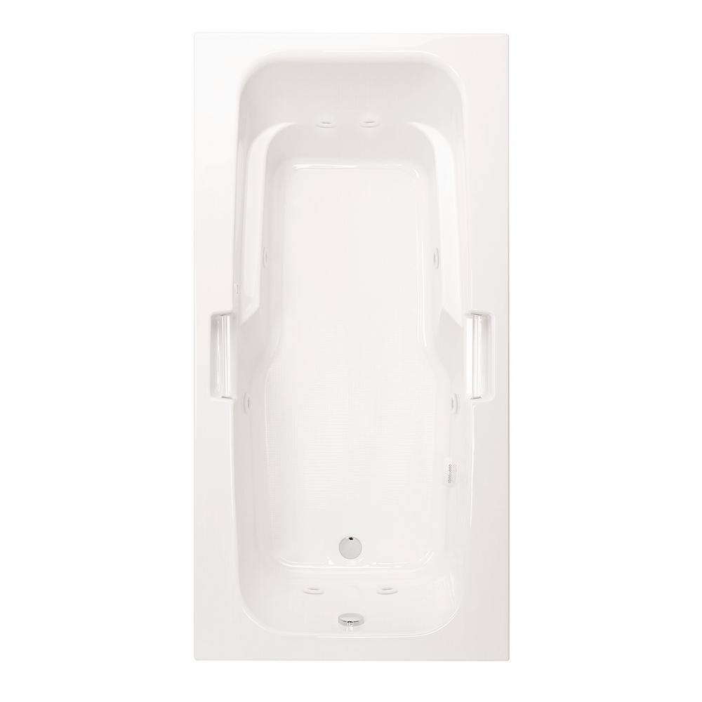 Aquatic Montrose II 72 in. Acrylic Reversible Drain Rectangular Drop-In Whirlpool Bathtub with Heater in White 826541929965