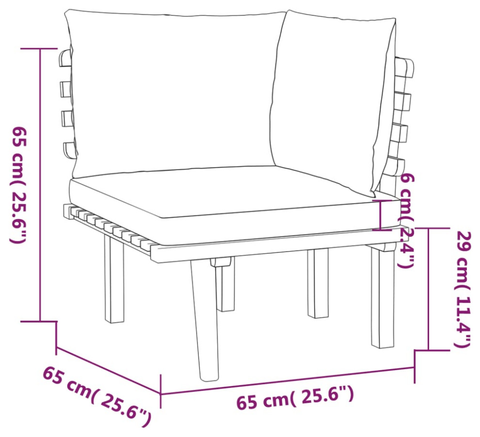 vidaXL Patio Sofa Set Sectional Sofa Patio Furniture 9 Piece Solid Wood Acacia   Midcentury   Outdoor Lounge Sets   by vidaXL LLC  Houzz