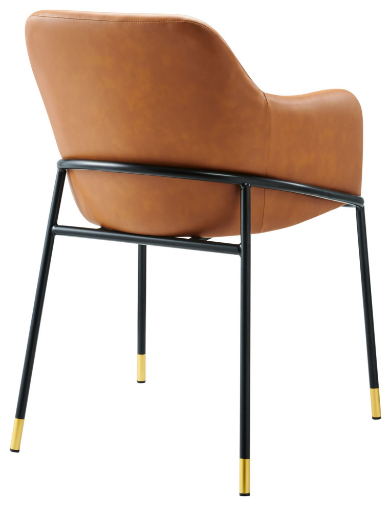 Jovi Vegan Leather Dining Chair Black Tan   Midcentury   Dining Chairs   by Homesquare  Houzz