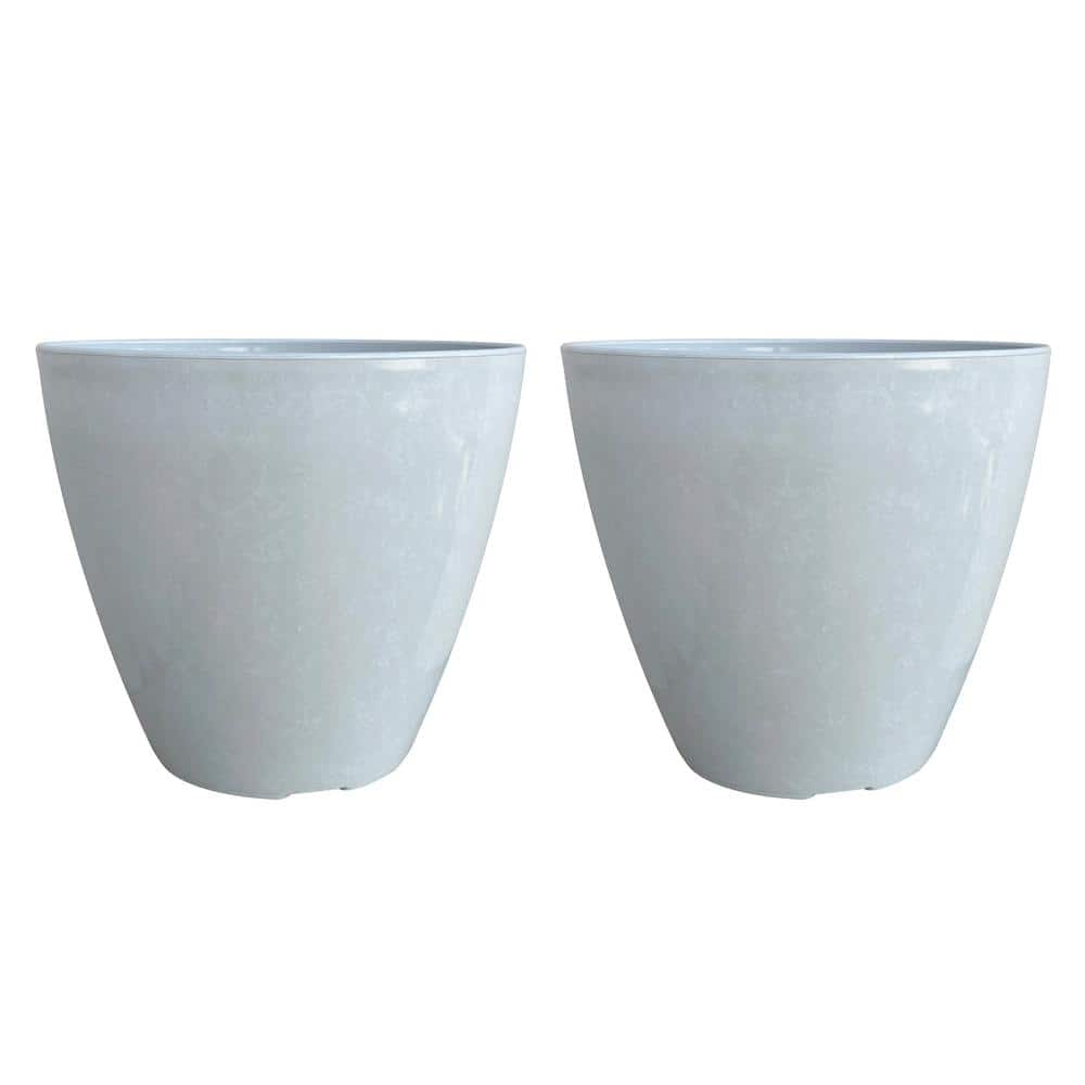 Trendspot 16 in. White Kurv Resin Planter (2-Pack) EPS00405N-16W2