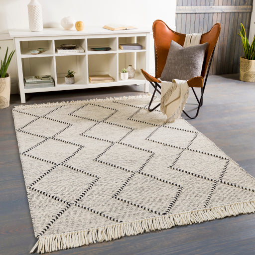 Uttar Rustic Wool Black-white Rug