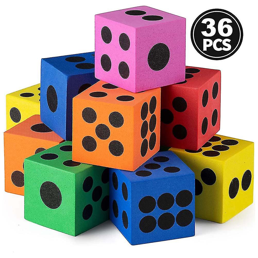 36 Pcs EVA Foam Dice Large 1.5 Inch Kids Educational Fun Dice for Games Math Teaching Classroom Prize Party Favor Gifts