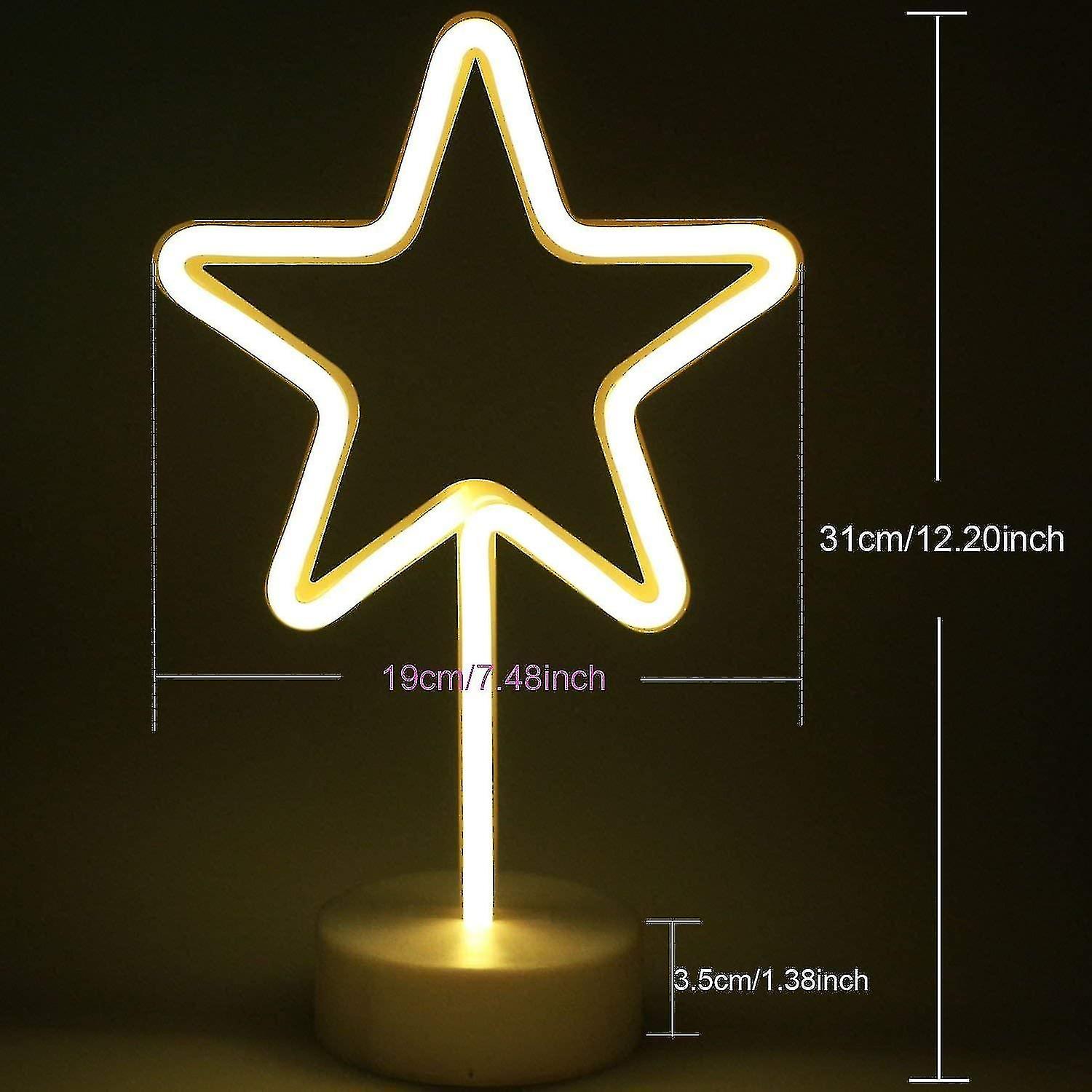 Led Star Neon Light Signs - Warm White Luminous Signs Room Decor Lamp Light Star Sign Shaped Decor L