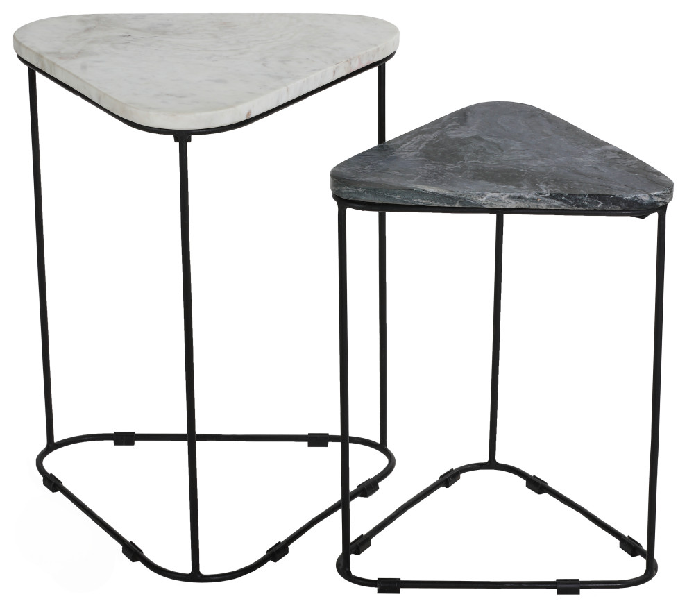 Bare Decor Selfy 2 Piece Nesting Accent Tables  Black/White Triangle Marble   Transitional   Coffee Table Sets   by CozyStreet  Houzz