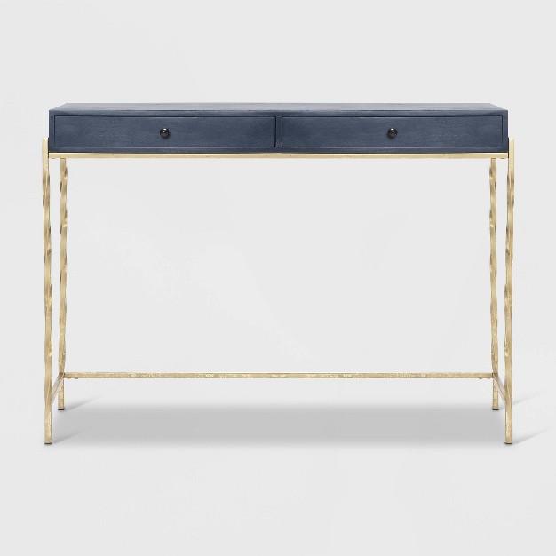 Jolie Modern Living Room Console Table Navy Blue gold Adore Decor