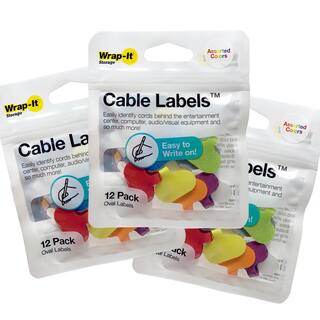 Wrap-It Storage Cable Labels SmallOval Multi-Color (36-Pack) A436-CL-V-MC