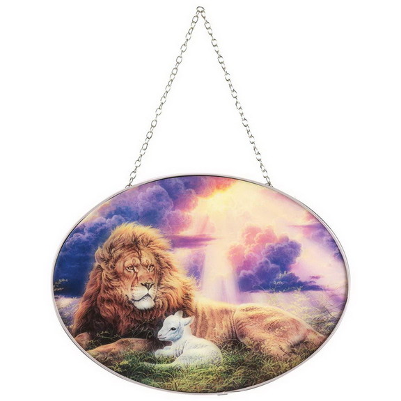 Dicksons SUNCG 1011 Oval Suncatcher Laying Lion An...