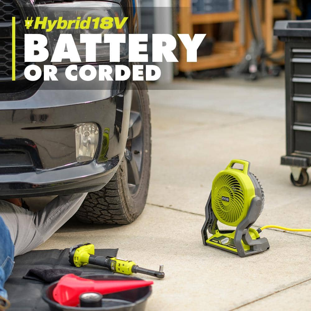 RYOBI ONE+ 18V Cordless Hybrid WHISPER SERIES 7-1/2 in. Fan Kit with 2.0 Ah Battery and Charger PCL811KN