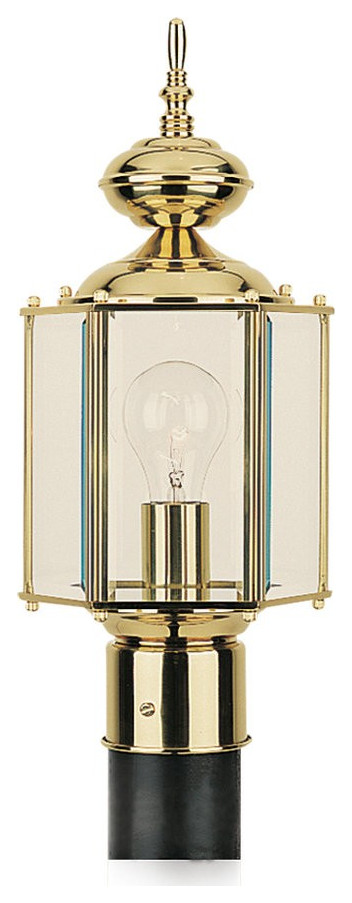 Classico One Light Outdoor Post Lantern in Polished Brass   Traditional   Post Lights   by Mylightingsource  Houzz