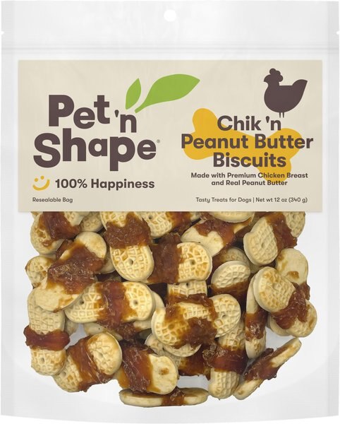 Pet 'n Shape Chik 'n Peanut Butter Biscuits  Dog Treats， 12-oz bag