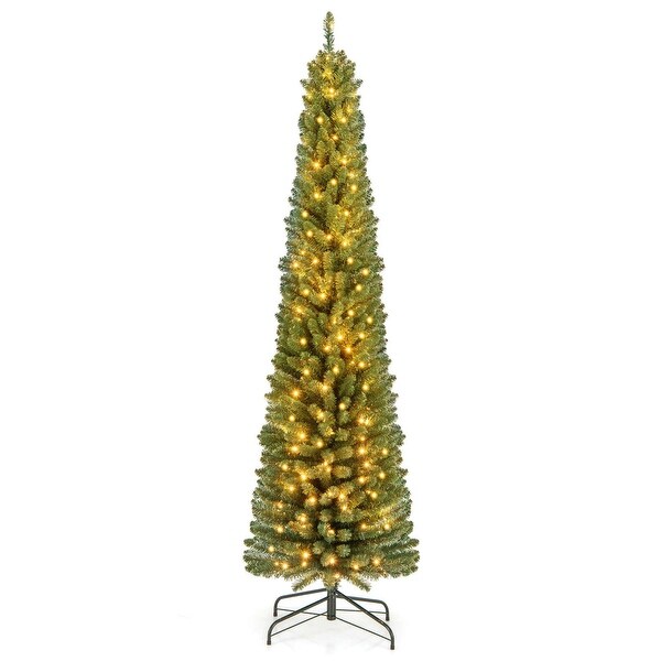 Costway 5/6/7/8 FT Pencil Christmas Tree with 295/392/523/671 Memory