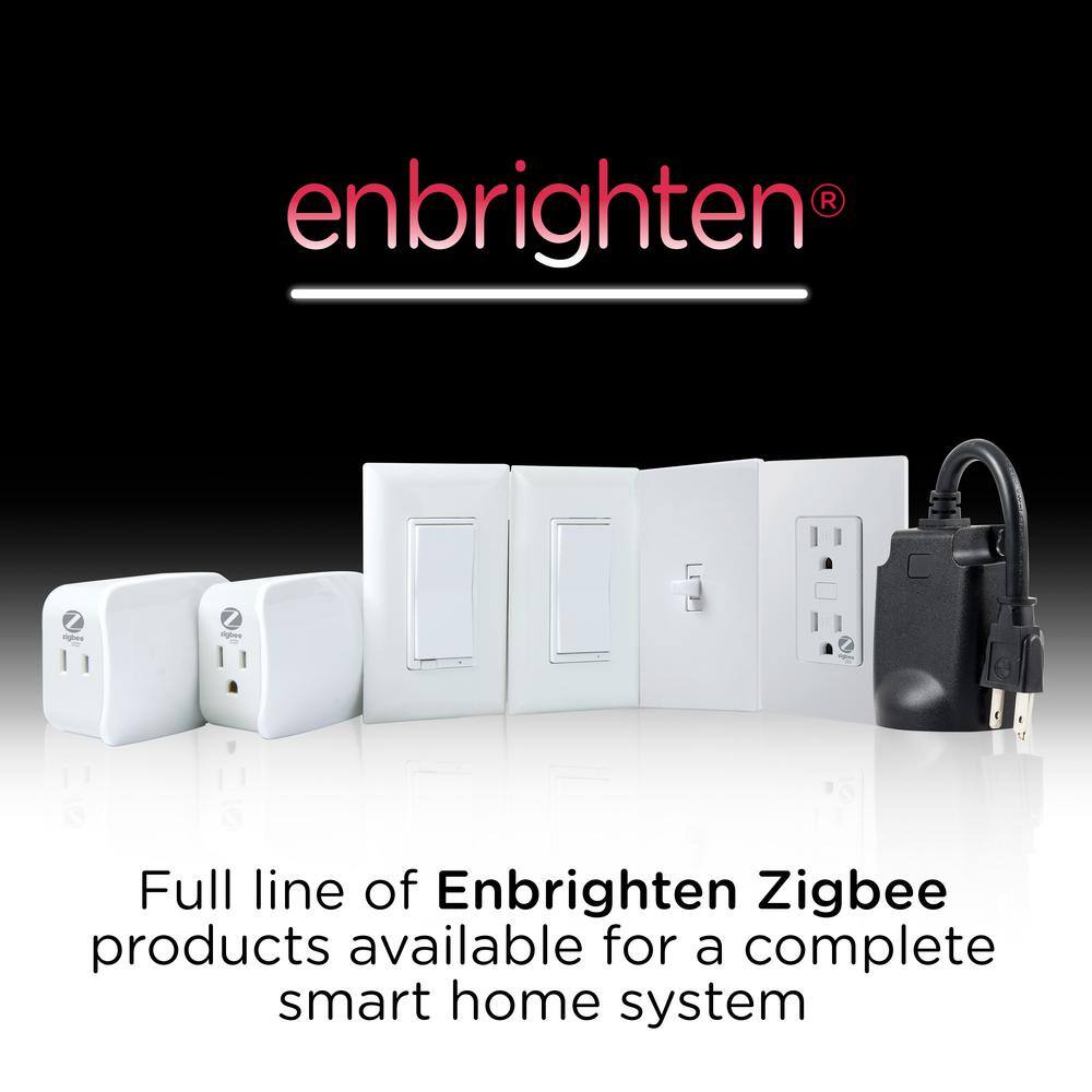 Enbrighten Zigbee 15 Amp 120-Voltage Smart Dual Outlet Control Plug-In White 43094