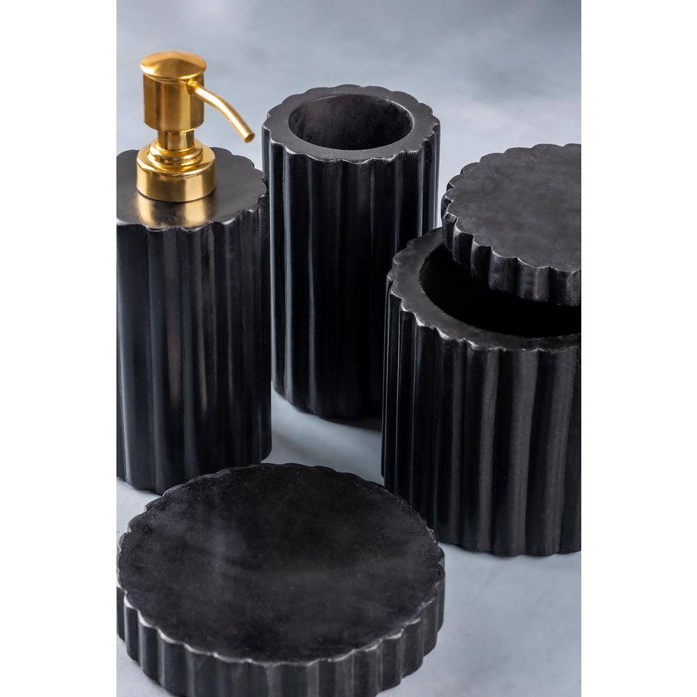 GAURI KOHLI Roksana 4-Piece Black Marble Bath Accessories Set GK51103