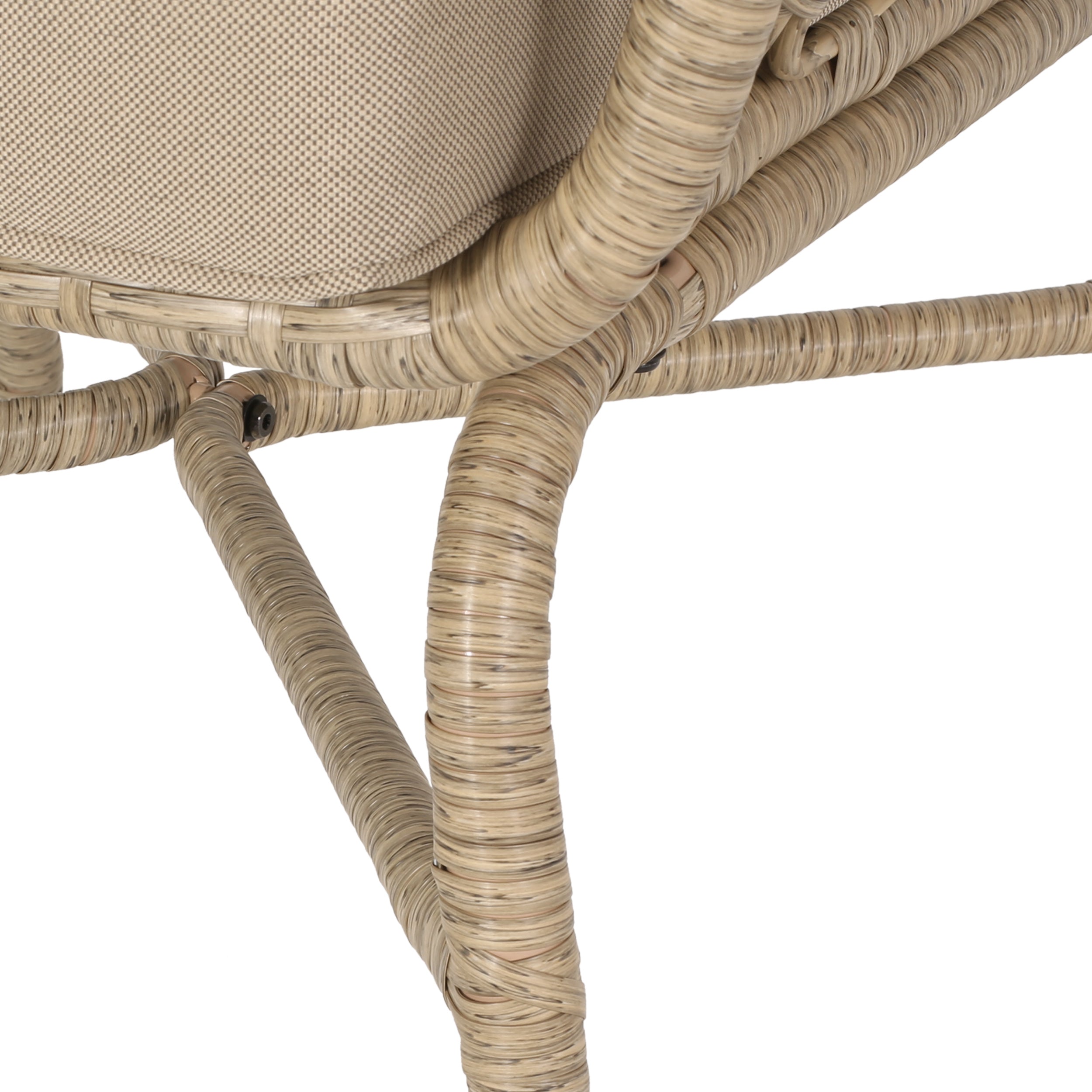 Colmar Outdoor Wicker Club Chairs with Cushions, Set of 2, Light Brown and Beige