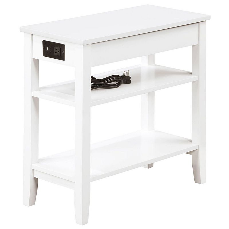 Convenience Concepts American Heritage End Table with Charging Station， White